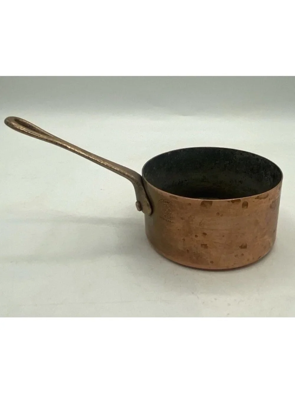 Small Vintage French Copper Pot Les Metaux Ouvres Saucepan Made In France